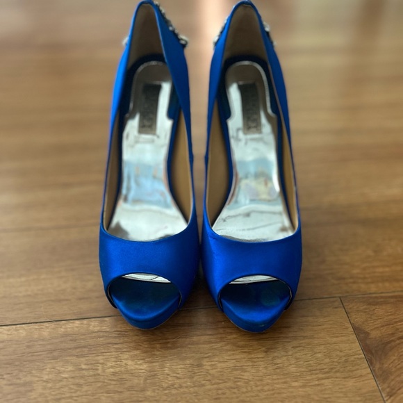 8.5 Badgley Mischeka Designer Blue Sparkle Heels - Picture 6 of 6